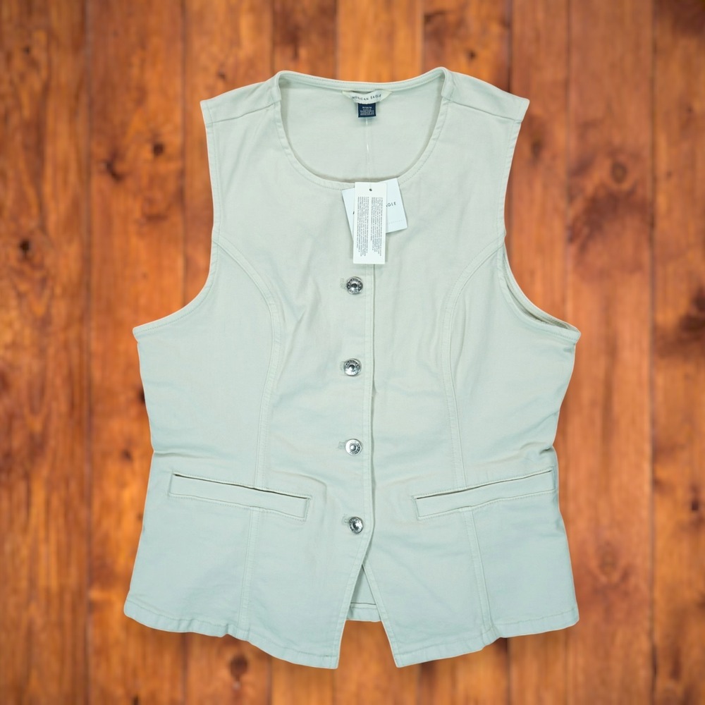 NWT American Eagle Women's Denim Vest Beige Size Medium